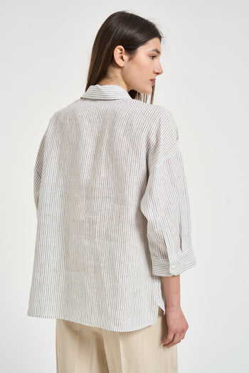 Camicia donna a righe bianche e blu - 4