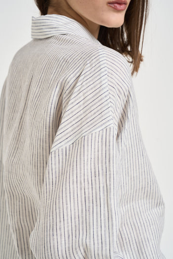 Camicia donna a righe bianche e blu - 5