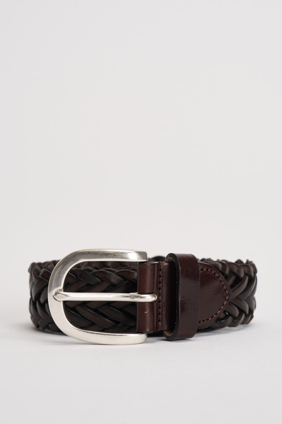Cintura uomo in pelle marrone intrecciata 263C025 C60 MINORONZONI 