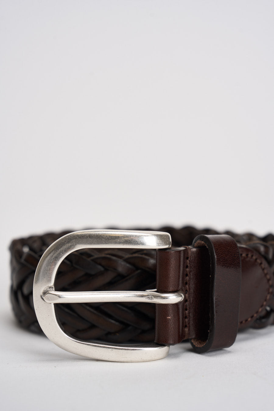 Cintura uomo in pelle marrone intrecciata 263C025 C60 MINORONZONI 