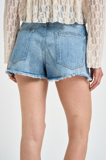 Shorts donna in denim blu - 4