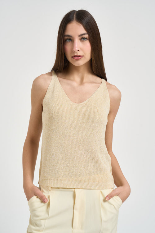 Top donna scollo a V giallo - 1