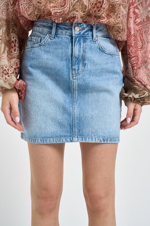 Minigonna donna in denim chiaro - 1