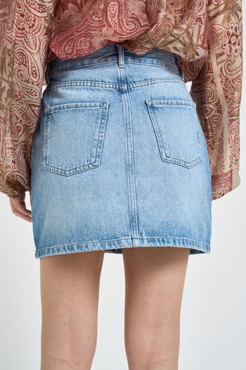 Minigonna donna in denim chiaro - 3