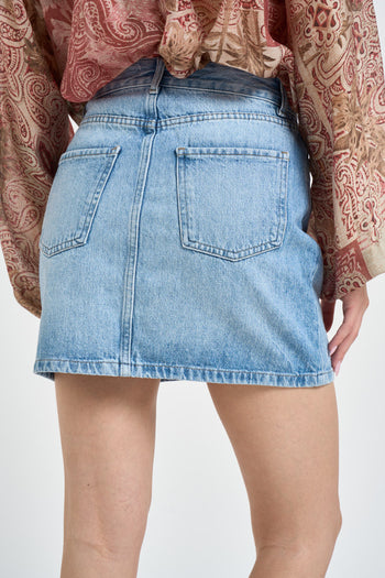Minigonna donna in denim chiaro - 4