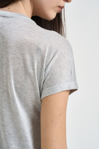 T-shirt donna effetto brillante argento - 4