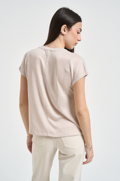T-shirt donna effetto brillante cipria - 2