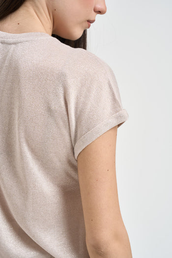 T-shirt donna effetto brillante cipria - 4