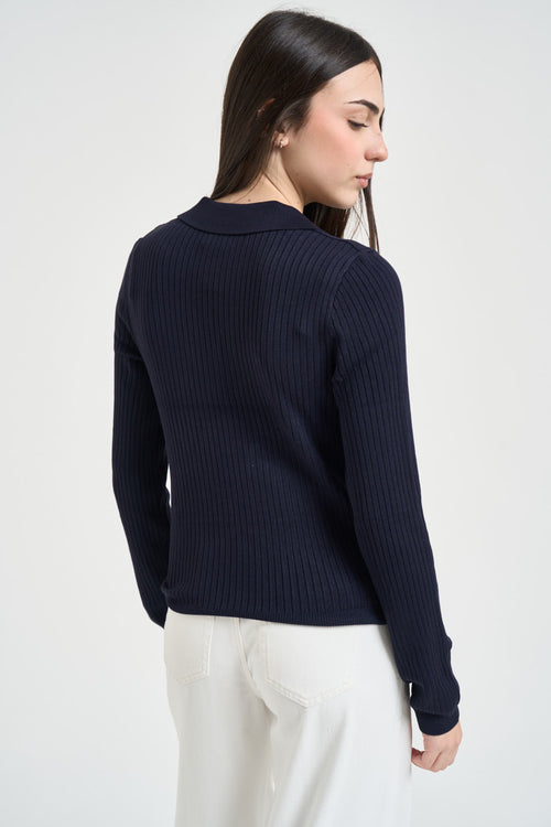 Polo donna a costine blu - 2