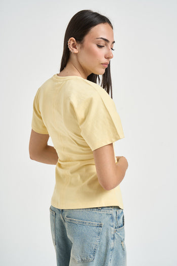 T-shirt donna girocollo giallo - 3