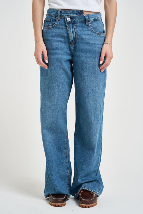 Jeans donna gamba dritta in denim blu - 2