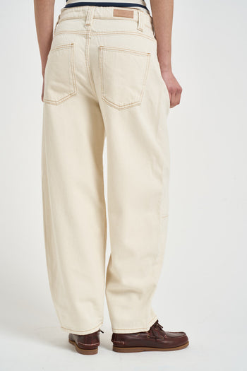 Jeans donna balloon crema - 3