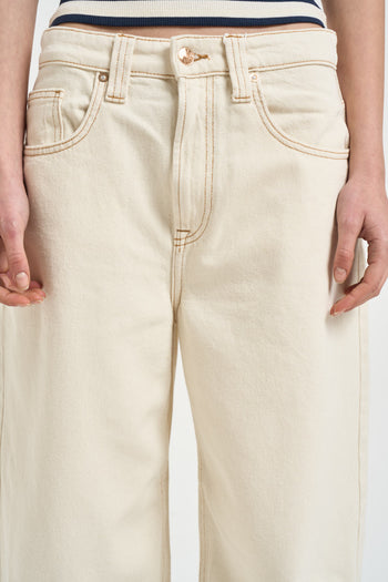 Jeans donna balloon crema - 4