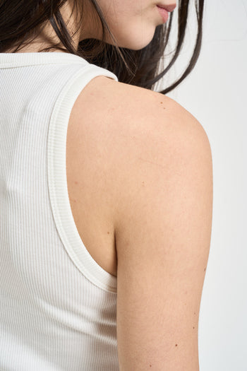 Top donna girocollo bianco con strass - 4