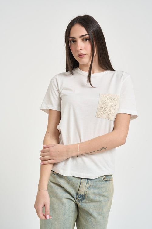 T-shirt donna girocollo bianca - 1