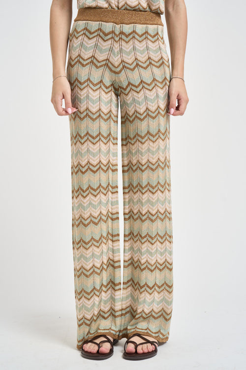 Pantaloni donna fantasia zig zag multicolor