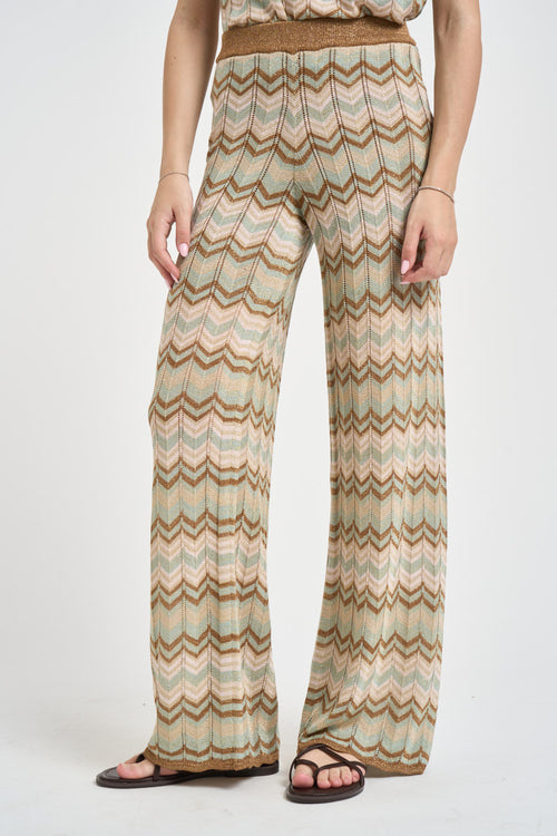 Pantaloni donna fantasia zig zag multicolor - 2