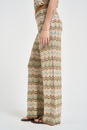 Pantaloni donna fantasia zig zag multicolor - 3