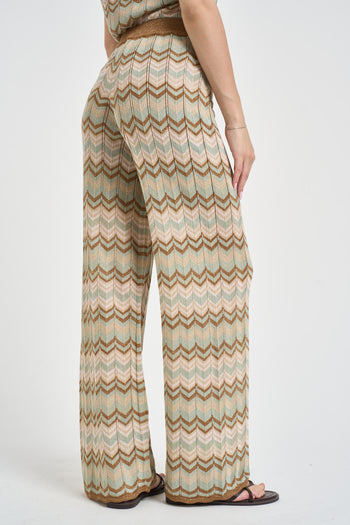 Pantaloni donna fantasia zig zag multicolor - 4