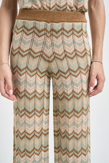 Pantaloni donna fantasia zig zag multicolor - 5