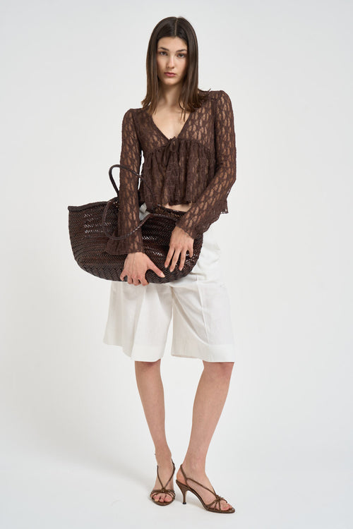 Top donna ricamato in pizzo moro - 1