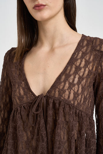 Top donna ricamato in pizzo moro - 4