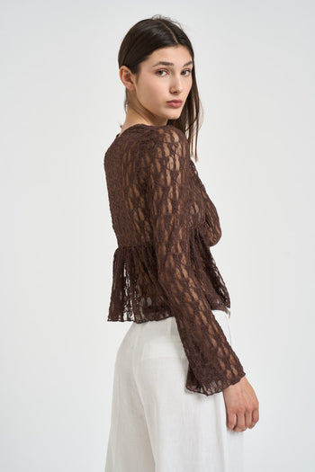 Top donna ricamato in pizzo moro - 5
