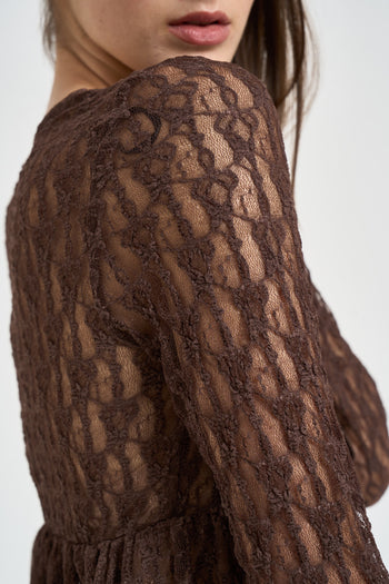 Top donna ricamato in pizzo moro - 6