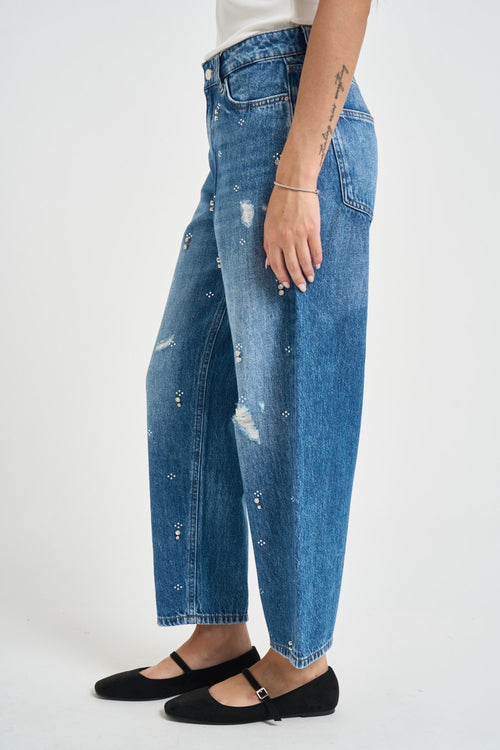 Jeans donna con strass denim - 2