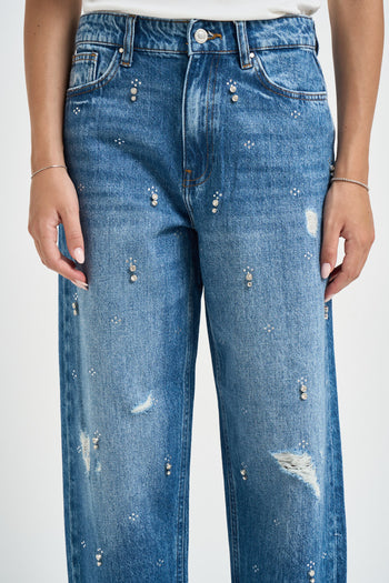 Jeans donna con strass denim - 5