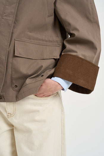 Giacca donna dettagli in velluto taupe - 4