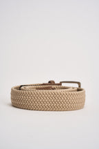 Cintura uomo in tessuto beige intrecciata Z13 BEIGE OVERD 