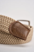 Cintura uomo in tessuto beige intrecciata Z13 BEIGE OVERD 