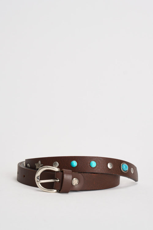 Cintura donna in pelle marrone