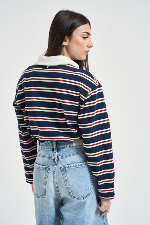 Polo donna a righe blu e rossa - 2