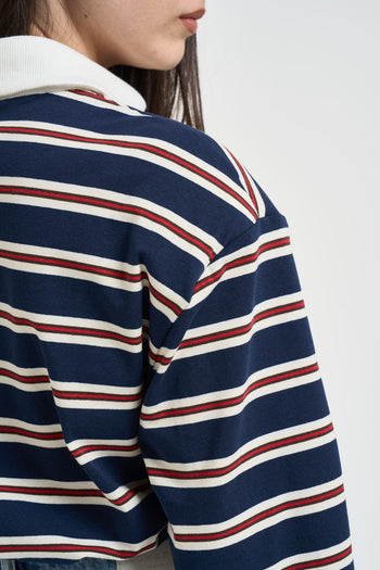 Polo donna a righe blu e rossa - 4