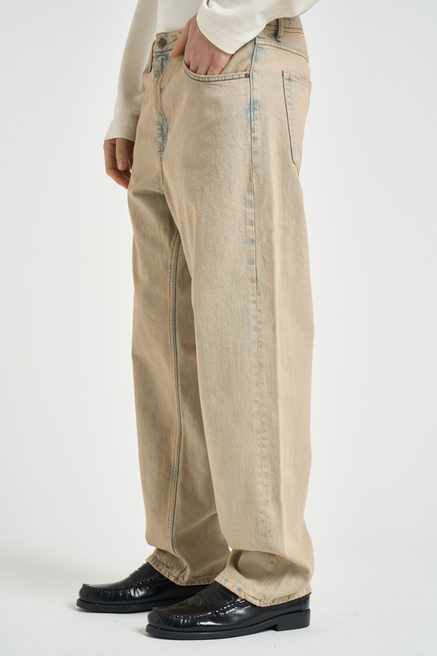 Jeans uomo in denim sabbia CLEVELAND ROVDSAB PONT DENIM 