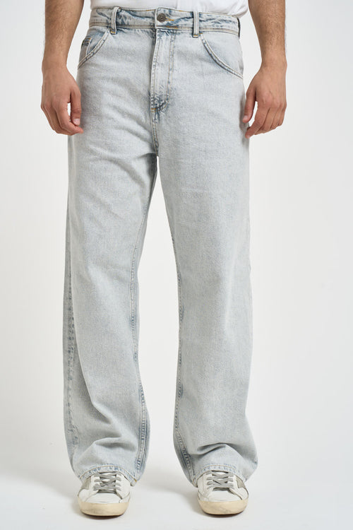 Jeans uomo wide fit in denim grigio