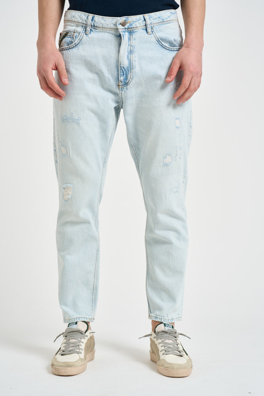 Jeans uomo Yellowstone in denim chiaro con rotture. Y.STONE RAMDPZ67 PONT DENIM 