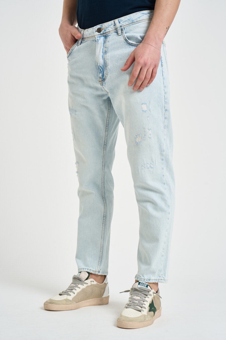 Jeans uomo Yellowstone in denim chiaro con rotture. Y.STONE RAMDPZ67 PONT DENIM 