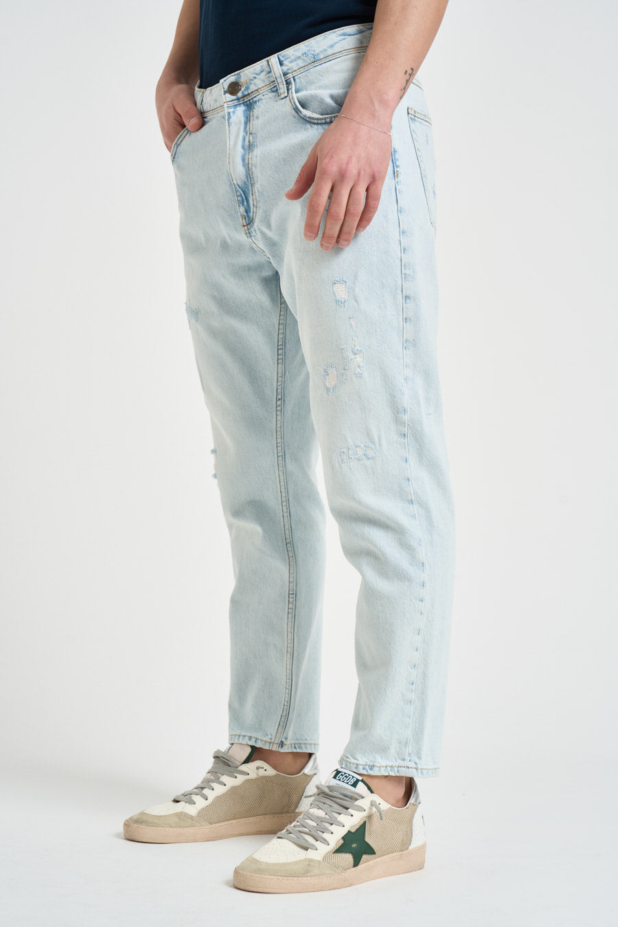 Jeans uomo Yellowstone in denim chiaro con rotture. Y.STONE RAMDPZ67 PONT DENIM 
