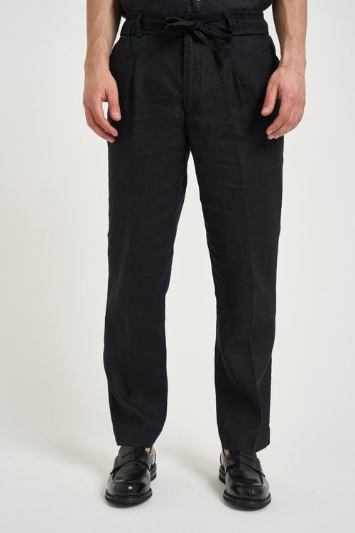 Pantalone uomo in lino nero - 1