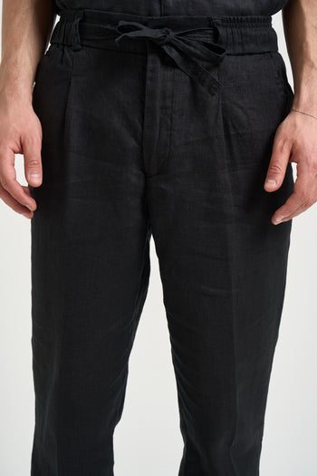 Pantalone uomo in lino nero - 5