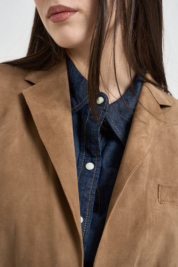 Blazer donna monopetto cuoio - 3