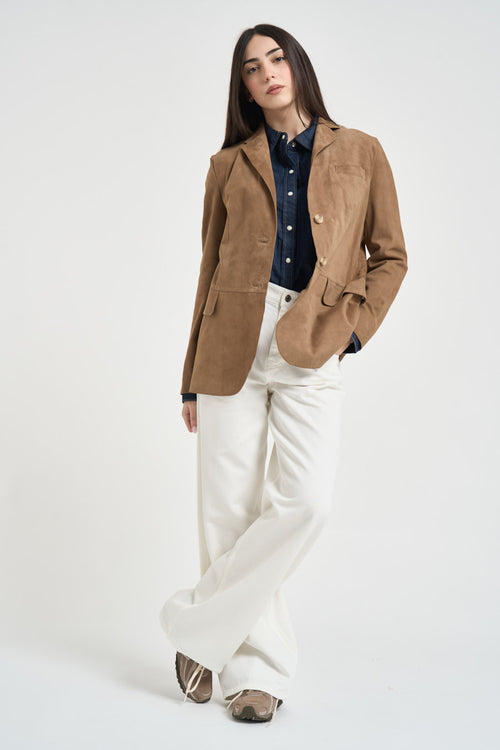 Blazer donna monopetto cuoio