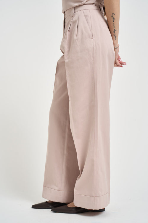 Pantalone donna gamba ampia cipria - 2