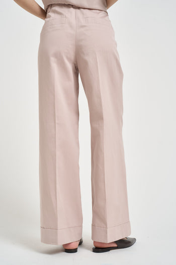 Pantalone donna gamba ampia cipria - 3