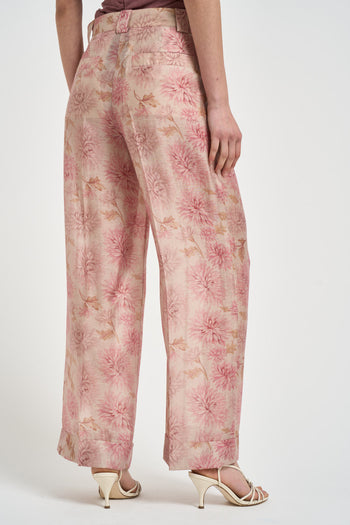 Pantalone donna stampa floreale cipria - 3