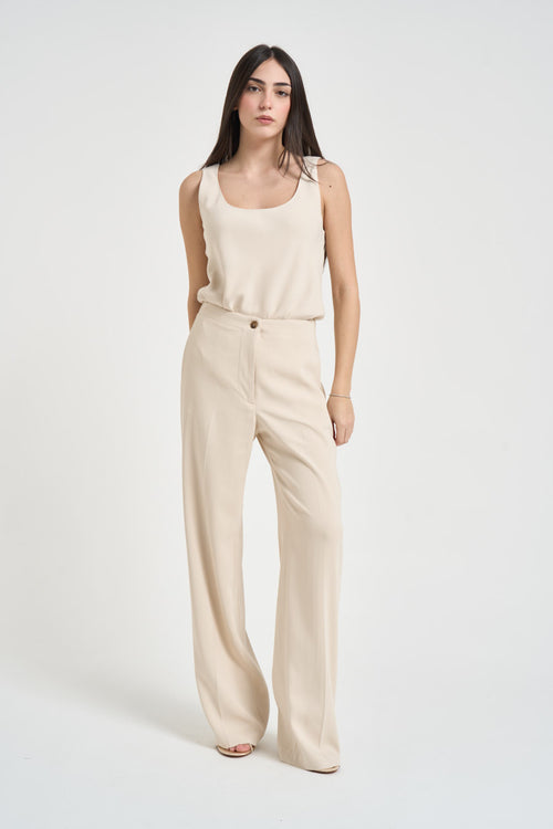 Top donna girocollo panna