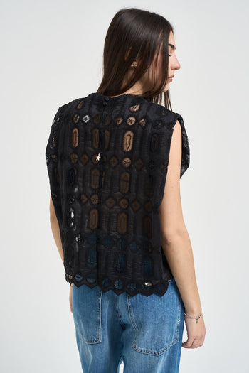 Top donna traforato nero - 3